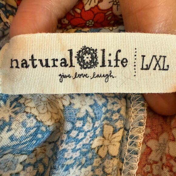 Natural Life Patchwork Floral Maxi Dress Red Blue Mixed Print L/XL Bohemian - Picture 4 of 10